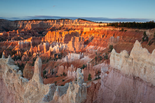 Bryce Canyon rock layers glowing in late light