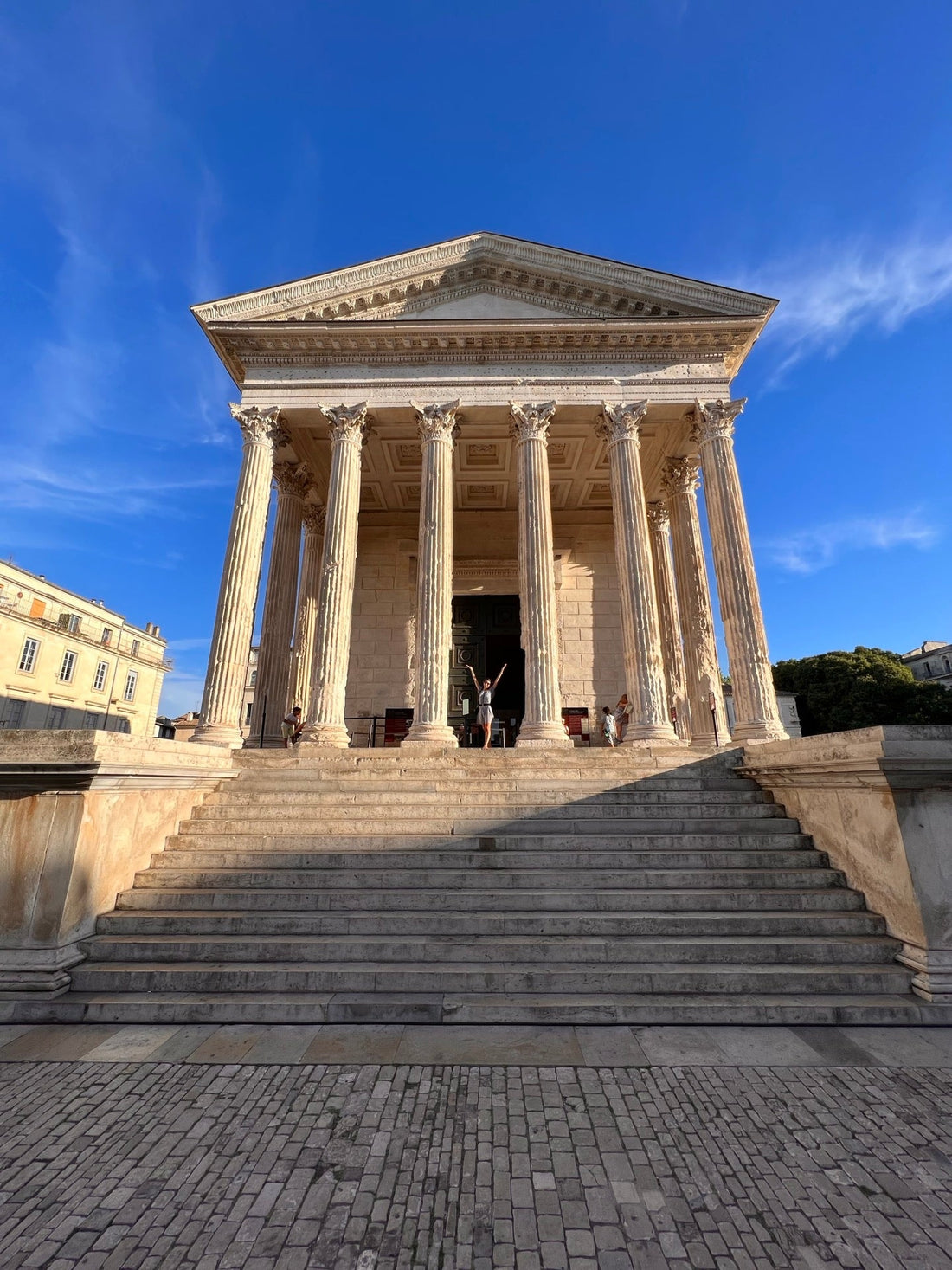 The Maison Carrée in Nîmes, a preserved Roman temple that makes the city an easy culture stop on a France to Spain road trip.