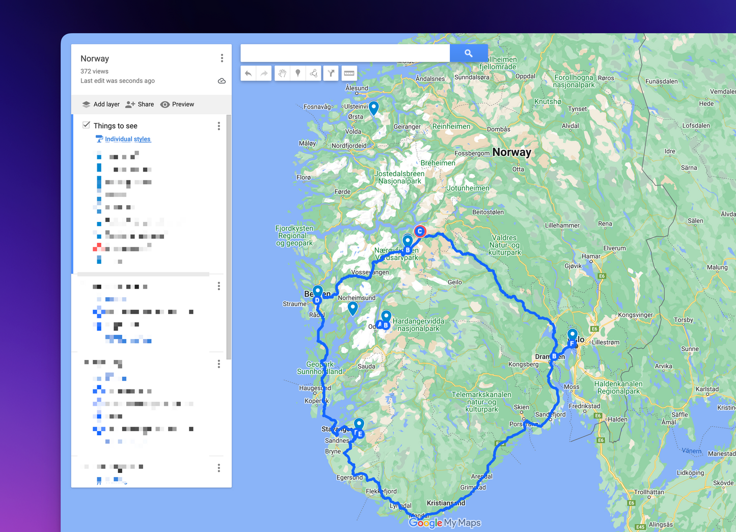 🇳🇴 3-Day Norway Road Trip Map